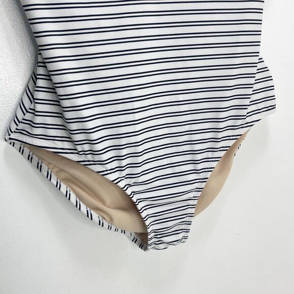 Women's One Piece Swimsuit - Kona Sol, navy blue & White Stripe, L modest - Picture 6 of 7